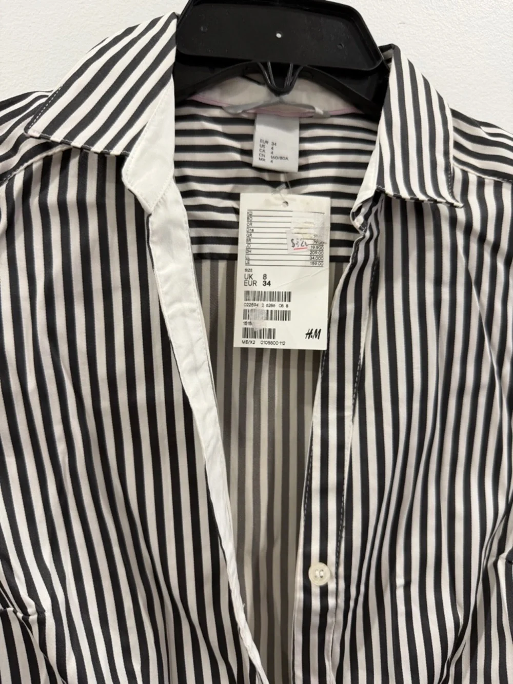 H&M Black & White Vertical Stripe Button-Up Shirt - Picture 2 of 4